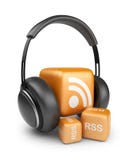 Alimentazione delle notizie dell'audio dei rss. icona 3D illustrazione vettoriale Alimentazione delle notizie dell'audio dei rss. icona 3D illustrazione vettoriale