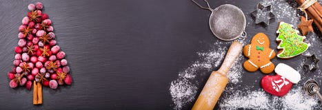 Alimento di Natale Ingredienti per la cottura del Natale che cuoce, principale vi fotografia stock Alimento di Natale Ingredienti per la cottura del Natale che cuoce, principale vi fotografia stock
