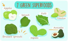 7 alimentos que verdes você deve comer ilustração do vetor 7 alimentos que verdes você deve comer ilustração do vetor
