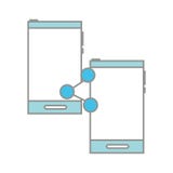 Alinhe smartphones que da cor a tecnologia com social da parte conecta ilustração stock Alinhe smartphones que da cor a tecnologia com social da parte conecta ilustração stock
