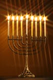 All Candle Lite On The Traditional Hanukkah Menorah With Star Filter Stock Image
