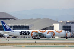 All Nippon Airways Ana Plane Star Wars Livery Taxiing In Los Angeles Airport Lax Editorial Image Image Of Gates Depart