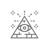 All seeing eye, triangle, pyramid line icon. stock illustration All seeing eye, triangle, pyramid line icon. stock illustration