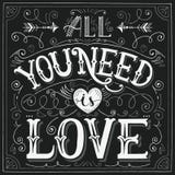  All You Need Is Love  Hand-lettering For Print, Card Royalty Free Stock Images