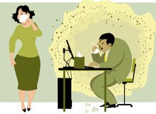 Aller travailler avec une grippe illustration stock Aller travailler avec une grippe illustration stock