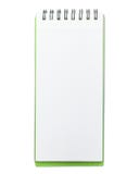 Almofada de memorando com a tampa verde isolada no branco foto de stock Almofada de memorando com a tampa verde isolada no branco foto de stock