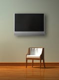 Alone Chair With LCD Tv Royalty Free Stock Image