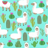 Alpaca Seamless Vector Pattern. Cute Llama Baby Repetitive Background Stock Photography