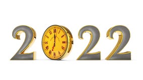 Alpha channel is included Luma Matte. Happy New Year 2022. The Clock, midnight.