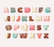 Alphabet doux anglais du ` s d'enfants d'ABC d'alphabet de beignet Ensemble alphabétique dans le style de beignets de boulangerie illustration libre de droits Alphabet doux anglais du ` s d'enfants d'ABC d'alphabet de beignet Ensemble alphabétique dans le style de beignets de boulangerie illustration libre de droits