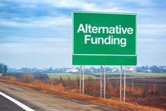 Alternative funding on road sign, entrepreneurship and business stock photo Alternative funding on road sign, entrepreneurship and business stock photo