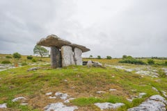 Altes Portalgrab in der Karstlandschaft des Nationalparks das Burren stockfotografie Altes Portalgrab in der Karstlandschaft des Nationalparks das Burren stockfotografie