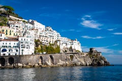 Amalfi cityscape on coast line of mediterranean sea, Italy royalty free stock photography Amalfi cityscape on coast line of mediterranean sea, Italy royalty free stock photography