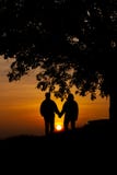 Amanti nel ritratto di tramonto fotografia stock libera da diritti Amanti nel ritratto di tramonto fotografia stock libera da diritti