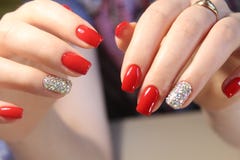Amazing Colorful Manicure Design with Stones stock image Amazing Colorful Manicure Design with Stones stock image