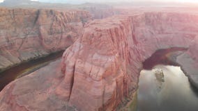 Amazing Colors Of Horseshoe Bend, Aerial View Of Canyon And Rive Stock Photos
