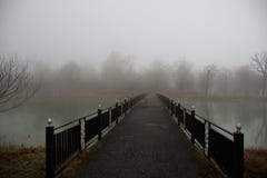 Amazing landscape of bridge reflect on surface water of lake, fog evaporate from pond make romantic scene or Beautiful bridge on l stock photo Amazing landscape of bridge reflect on surface water of lake, fog evaporate from pond make romantic scene or Beautiful bridge on l stock photo