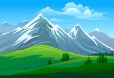Amazing Snow Clad Mountain And Green Valley Royalty Free Stock Image Amazing Snow Clad Mountain And Green Valley Royalty Free Stock Image