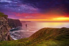 Amazing Sunset At Cliffs Of Moher Stock Photos Amazing Sunset At Cliffs Of Moher Stock Photos