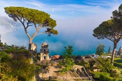 Amazing view from villa Rufolo, Ravello town, Amalfi coast, Campania, South of Italy royalty free stock photography Amazing view from villa Rufolo, Ravello town, Amalfi coast, Campania, South of Italy royalty free stock photography