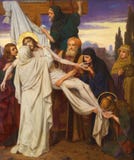 Amberes - pintura de la deposición de la cruz como parte de siete dolores del ciclo de la Virgen de Josef Janssens a partir de los fotos de archivo Amberes - pintura de la deposición de la cruz como parte de siete dolores del ciclo de la Virgen de Josef Janssens a partir de los fotos de archivo
