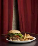 American Hamburger And Fries Stock Photo