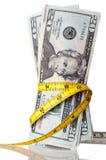 American Money With A Tape Measure Royalty Free Stock Photos