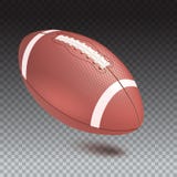 American Striped Football Ball, Diagonal Position In Frame. Realistic Vector 3D Illustration. Icon Of The Flying Rugby Stock Photo