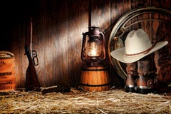 American West Rodeo Old Ranching Tools in a Barn stock image American West Rodeo Old Ranching Tools in a Barn stock image