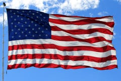 Amerikaanse Vlag in Helder Blauw Royalty-vrije Stock Foto Amerikaanse Vlag in Helder Blauw Royalty-vrije Stock Foto