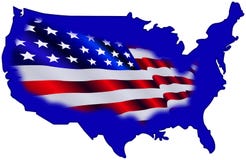 Amerikanische Karte und Markierungsfahne Lizenzfreies Stockbild Amerikanische Karte und Markierungsfahne Lizenzfreies Stockbild