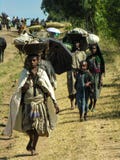 Amhara, Etiopia, il 9 dicembre 2006: Contadini che vanno al mercato fotografia stock Amhara, Etiopia, il 9 dicembre 2006: Contadini che vanno al mercato fotografia stock