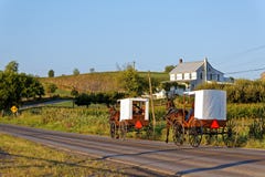 Amish Families Travel With Horse and Carriage stock images Amish Families Travel With Horse and Carriage stock images