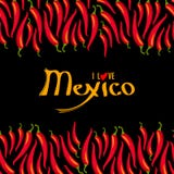 Amo las letras de México y las pimientas de chile candentes enmarcan la frontera Imagen de archivo libre de regalías Amo las letras de México y las pimientas de chile candentes enmarcan la frontera Imagen de archivo libre de regalías