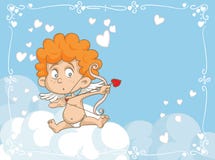 Amor-Schießen-Liebes-Pfeil-Vektor-Karikatur lizenzfreie abbildung Amor-Schießen-Liebes-Pfeil-Vektor-Karikatur lizenzfreie abbildung