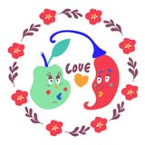 Amor vegetal el día de tarjeta del día de San Valentín stock de ilustración Amor vegetal el día de tarjeta del día de San Valentín stock de ilustración