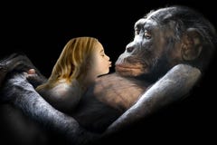 Amore, natura, ragazza, scimmia, bacio fotografie stock Amore, natura, ragazza, scimmia, bacio fotografie stock