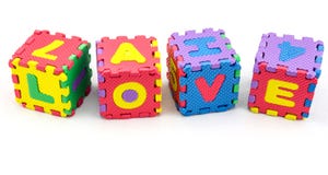 Amour d'alphabet apprenant des blocs Image stock