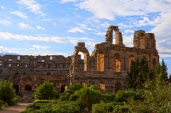Amphithéâtre romain antique en EL Jem, Tunisie photos stock Amphithéâtre romain antique en EL Jem, Tunisie photos stock