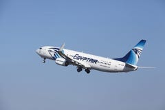 Amsterdam Airport Schiphol - Egyptair Boeing 737 Takes Off Stock Photos Amsterdam Airport Schiphol - Egyptair Boeing 737 Takes Off Stock Photos