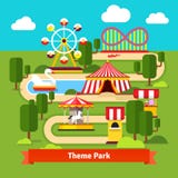 Amusement park map, ferris wheel, roller coaster Royalty Free Stock Images Amusement park map, ferris wheel, roller coaster Royalty Free Stock Images