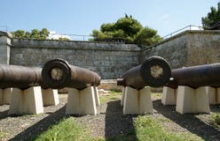 Ancient Cannon On The Fortress Town Of Pula, Croatia Stock Images