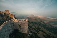 The ancient castle of snake, Adana,Turkey,situated on top of a mountain and offers a beautiful view of the landscape. stock image The ancient castle of snake, Adana,Turkey,situated on top of a mountain and offers a beautiful view of the landscape. stock image