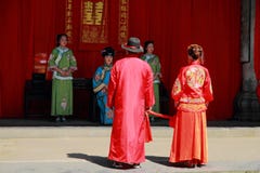 The ancient Chinese traditional wedding,bow to Heaven and Earth as part of a wedding ceremony stock image The ancient Chinese traditional wedding,bow to Heaven and Earth as part of a wedding ceremony stock image