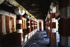 An ancient corridor with stone pillars situated at Kurnool, Andhra Pradesh in India
