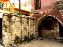 Ancient drinking fountain in a brick wall Rethymno royalty free stock photos Ancient drinking fountain in a brick wall Rethymno royalty free stock photos