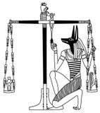 An ancient Egyptian mural, Anubis` judgment vector illustration An ancient Egyptian mural, Anubis` judgment vector illustration