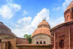 Ancient Hindu terracotta temples of worship of Bengal with copy Royalty Free Stock Image Ancient Hindu terracotta temples of worship of Bengal with copy Royalty Free Stock Image