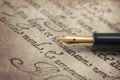 Ancient letter from 16th century with elegant fountain pen royalty free stock images Ancient letter from 16th century with elegant fountain pen royalty free stock images
