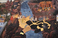 Ancient Painted Fresco In Thai Style Royalty Free Stock Photography Ancient Painted Fresco In Thai Style Royalty Free Stock Photography